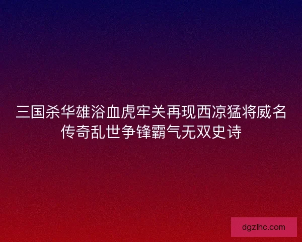 三国杀华雄浴血虎牢关再现西凉猛将威名传奇乱世争锋霸气无双史诗